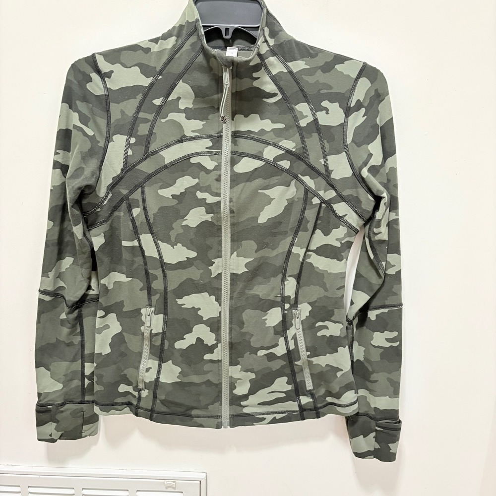 Lululemon Define Jacket Heritage 365 Camo Brier Rose Green Size 12 Full Zip Luon